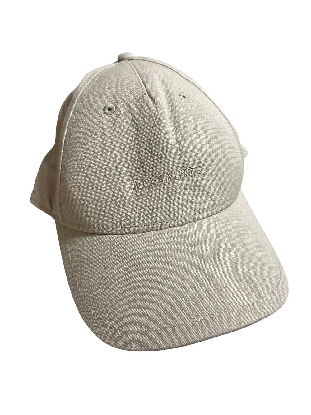 AllSaints Women's Cream Beige Logo Embroidered Strapback Baseball Cap Hat OS